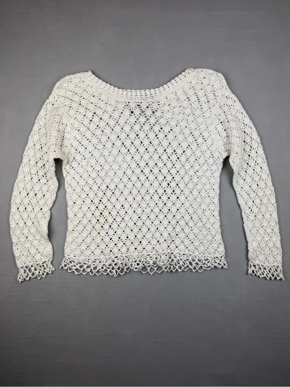 Cream Crochet Elegant Lace Knit Top